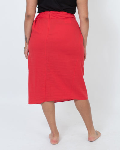 Vince Clothing XL Red Straight Midi Skirt