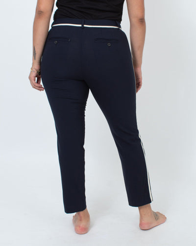 Vince Clothing XL | US 12 Navy Racer Stripe Trousers