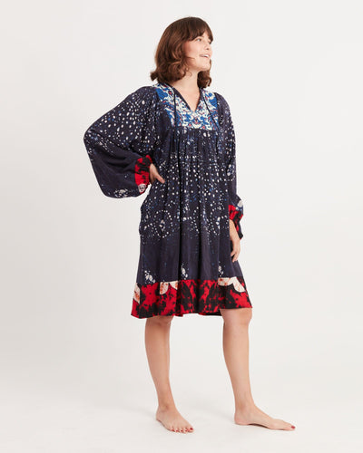 WARM Clothing Medium Silk Peasant Midi Dress