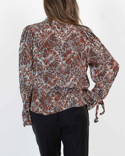 WARM Clothing Small Brown Printed Blouse