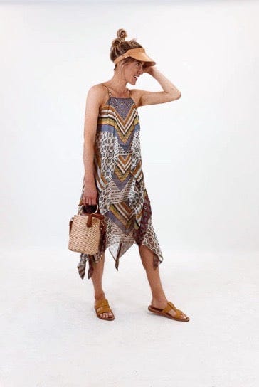 WARM Clothing XS | US 0 Spaghetti Strap Printed Dress with Asymmetrical Hem