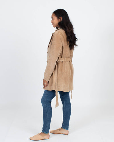 Wilsons Leather Clothing Small Suede Trench Coat