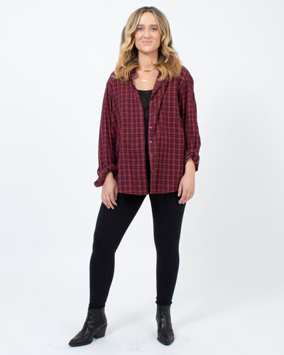 XíRENA Clothing Large Red Plaid Button Down