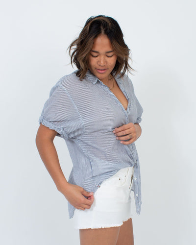 XíRENA Clothing Large Striped Button Down Blouse
