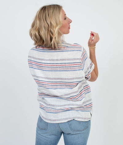 XíRENA Clothing Large Striped Cotton Blouse