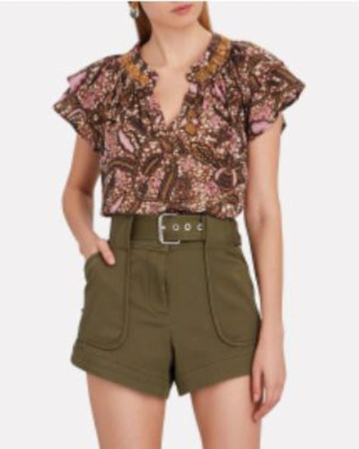 XíRENA Clothing Small "Sumer Batik" Ruffle Cotton Top