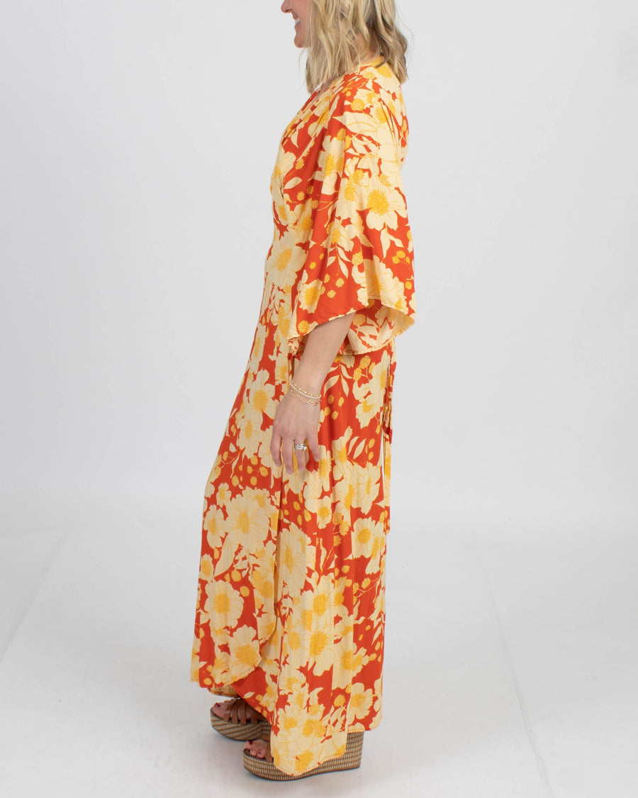 XIX Palms Clothing Medium Floral Wrap Kimono Dress