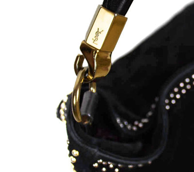Yves Saint Laurent Bags One Size Studded Suede Hobo Shoulder Bag