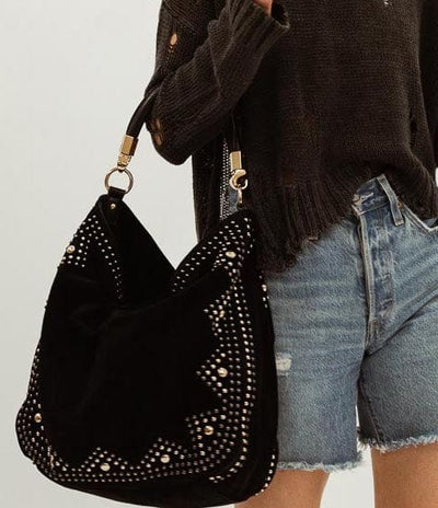 Yves Saint Laurent Bags One Size Studded Suede Hobo Shoulder Bag