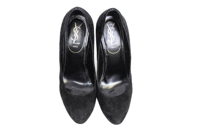 Yves Saint Laurent Shoes Medium | US 9 YSL "Maryna 105 Pump" Black Suede Wedges