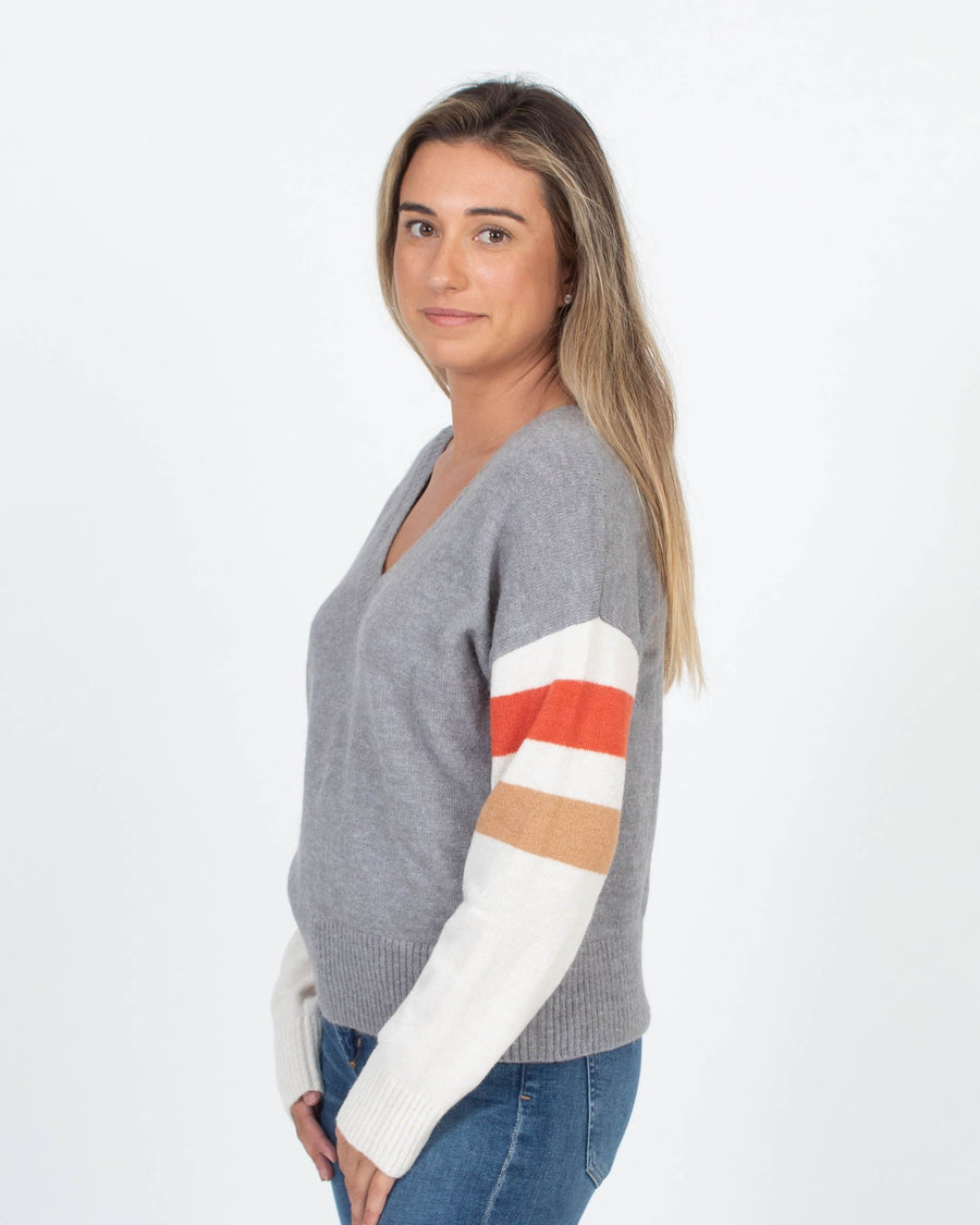 Z Supply Clothing Small Striped Sleeve Sweater