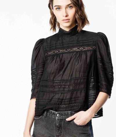 Zadig & Voltaire Clothing XS Tania Top in Black