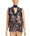 Zimmerman Clothing XS | US 0 Sheer Floral Poet's Neck Top