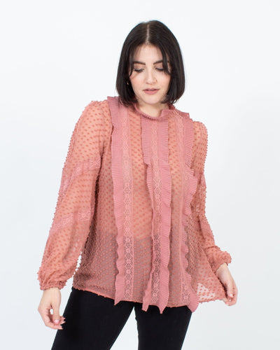 Zimmermann Clothing Medium Silk Pleated Ruffle Blouse