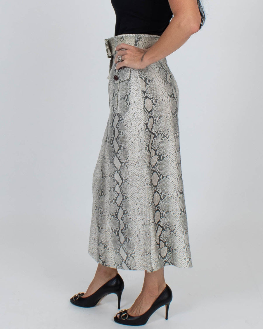 Snake Print Linen Skirt