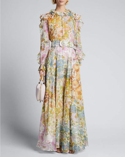 Zimmermann Clothing XS "Super Eight" Belted Floral Maxi Skirt